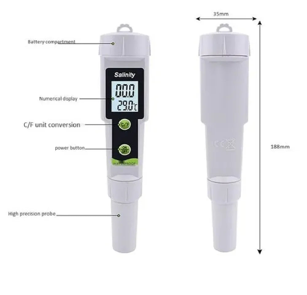 Real Instruments Digital PenType Salinity Meter, Seawater Hydrometer, Salt Content Detection in, for Pools, Drinking Water, Aquarium, SM-01