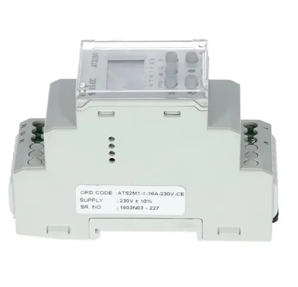 Real Instruments Selec ATS2M1 16 Amp Digital Programmable Timer Switch with Advanced Automation, LCD Display, Multiple ON/OFF Scheduling Modes, Memory Backup, Energy-Efficient Operation & DIN Rail Mounting for Industrial, Commercial & Residential, ATS2M1