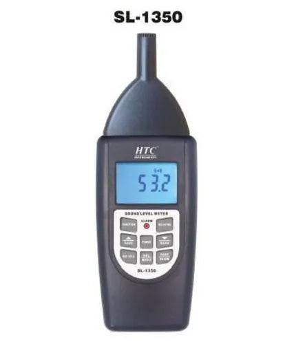 HTC Digital Sound Level Meter Model SL-1350 with A, C & Flat Frequency Weighting, LCD Display, and Adjustable Response Time for Accurate Sound Pressure Level Measurement in Industrial, Environmental, and Occupational Applications, SL-1350