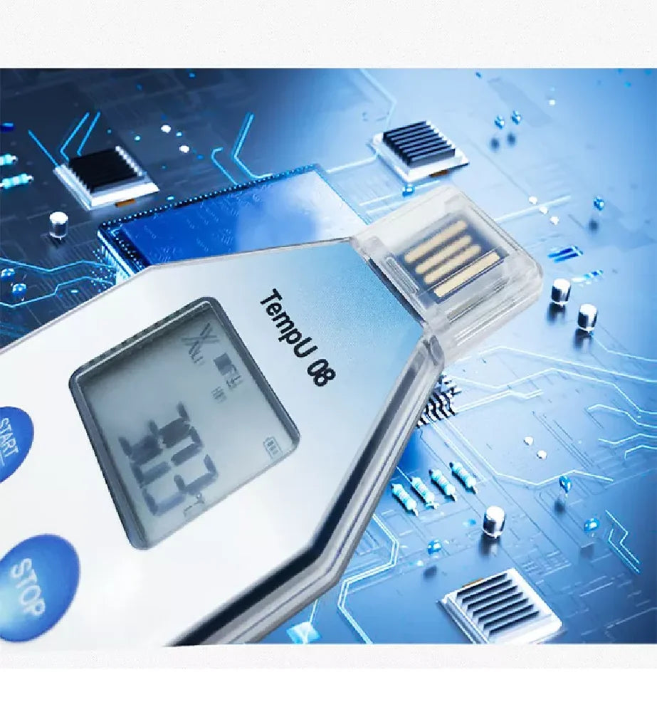 Real Instruments TempU08 High-Precision Temperature Data Logger with Wide Measurement Range, Large Memory Capacity, USB Connectivity, Customizable Sampling Intervals, Alarm Indicators for Cold Chain, Medical, Food and Environmental Monitoring Applications