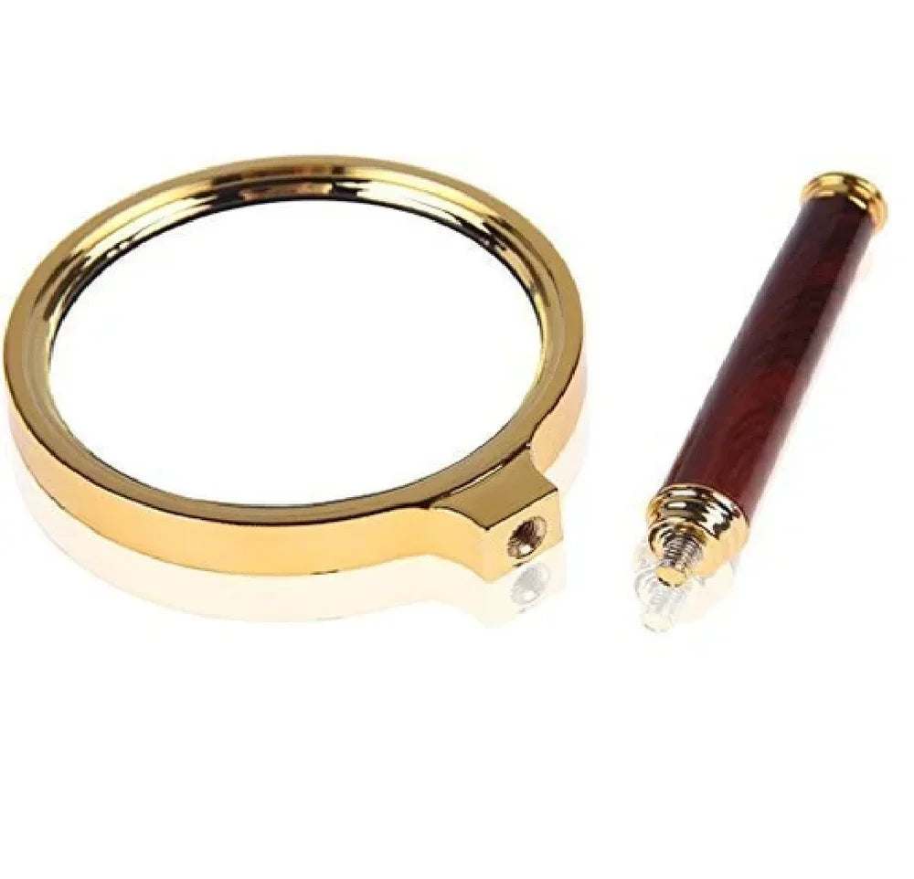 Real Instruments Double Glass 3X High Power Antique Handheld Magnifier Magnifying Glass for Reading, Soldering, jewelries, maps, Great for Gifting (3X, 80MM, Gold + Red)