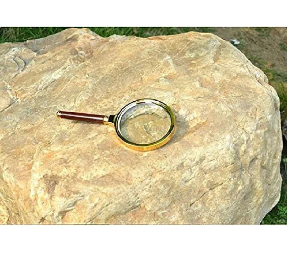 Real Instruments Double Glass 3X High Power Antique Handheld Magnifier Magnifying Glass for Reading, Soldering, jewelries, maps, Great for Gifting (3X, 80MM, Gold + Red)
