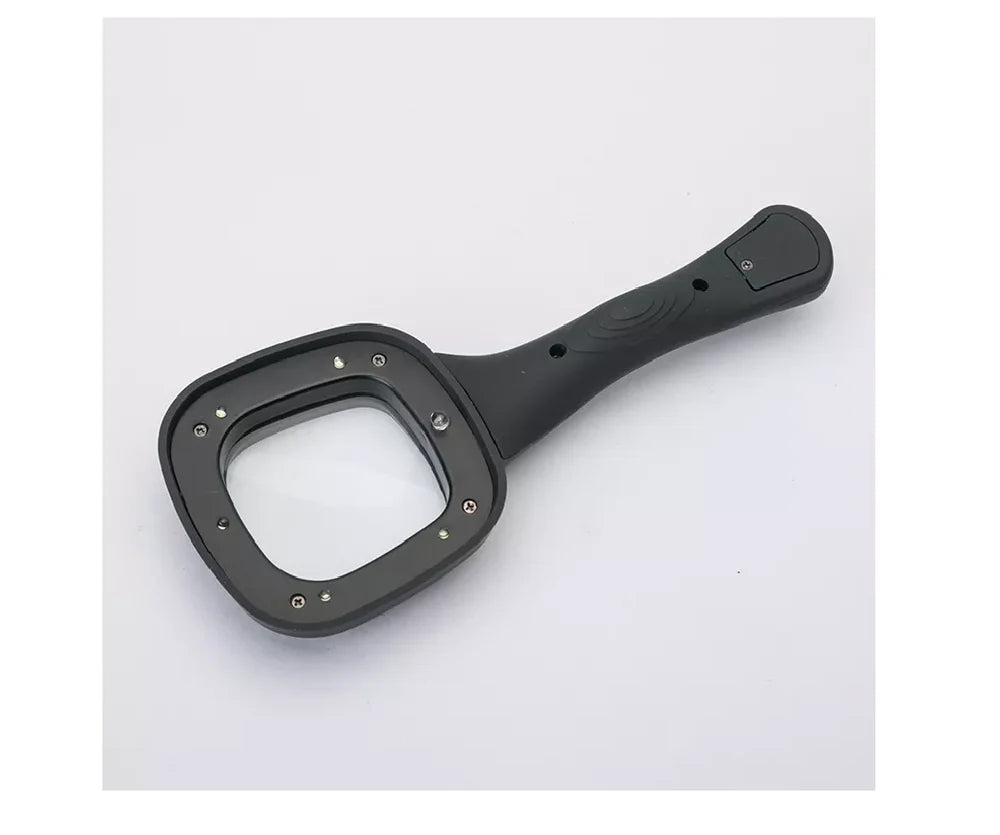 Real Instruments Magnifying Glass 3X with 6X Inset Lens, 6 LED Illumination, Large 100mm Optical-Grade Acrylic Lens, Ergonomic Non-Slip Handle, Anti-Scratch Coating, and Lightweight Portable Design for Reading, Inspection, and Precision Tasks – TH-600558H