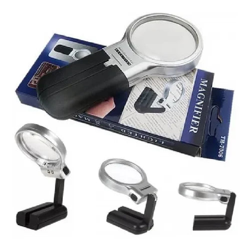 Real Instruments TH-7006 3 in 1 Folding Handheld Folding Magnifier With LED Light 3X Magnifying Glass