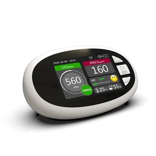 Real Instruments CO2 Air Quality Monitor, Temperature, Relative Humidity, 24H Real Time Monitor, Built-in 2000 MAh Battery, CO2 Carbon Dioxide PPM Level, AQM-11